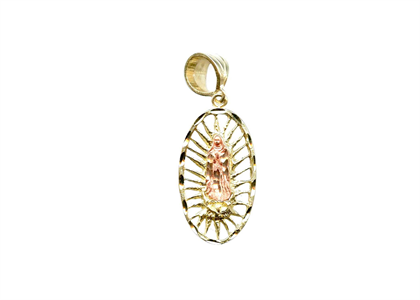 Three Tone Plated Filigree Mother Mary Oval Pendant